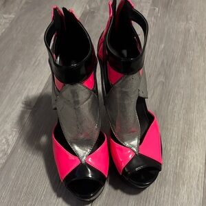 Qupid Stylish Pink, Silver and Black Women's Heels